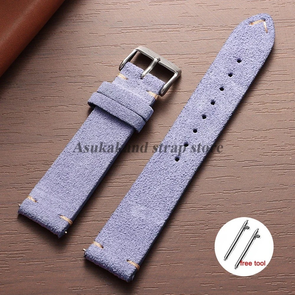 18 19 20 21 22 MM Soft Suede Leather Vintage Strap Watch Band Quick Release