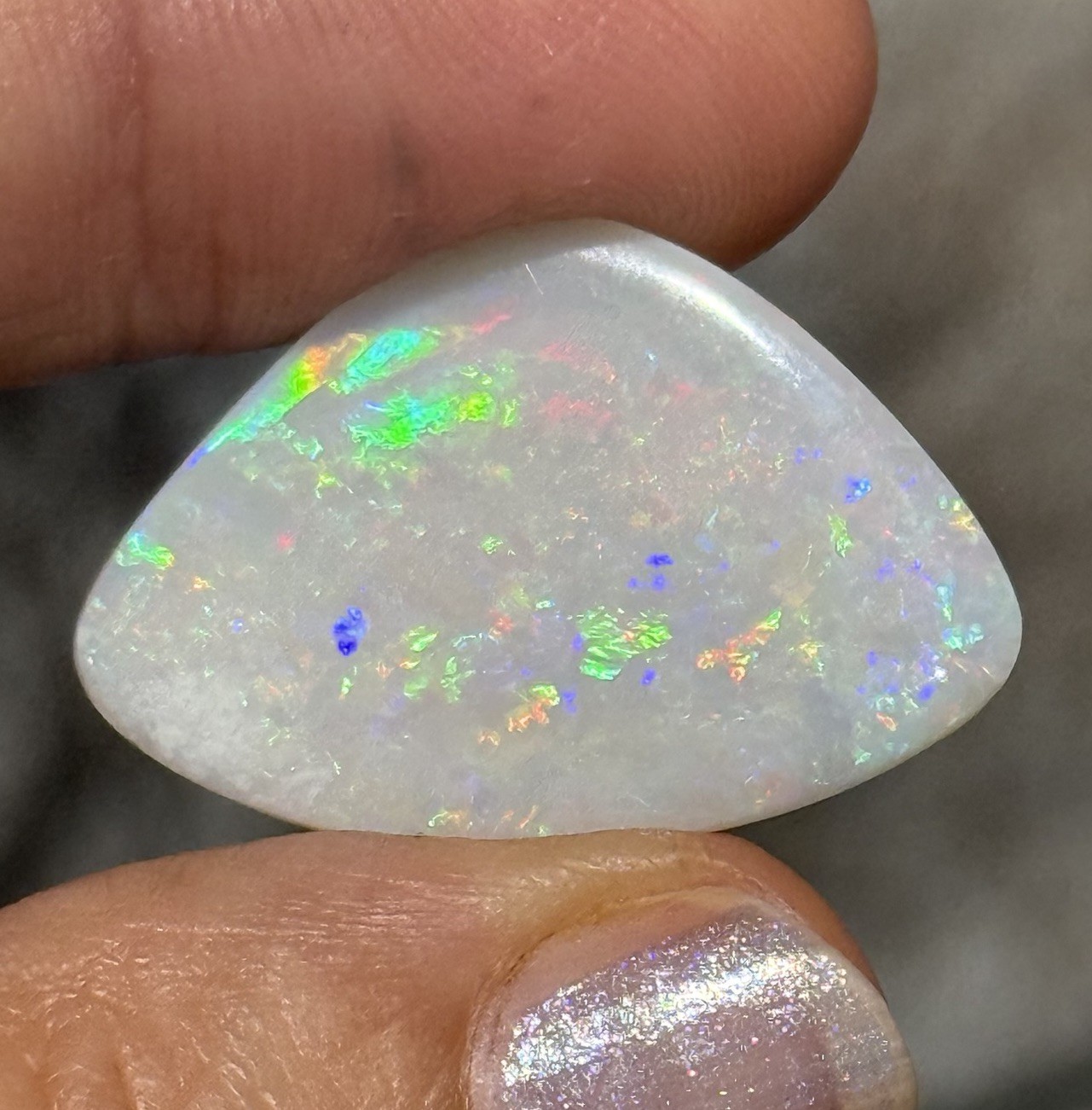 12.10ct 28c19x3.7mm Colorful White Australian Crystal Pipe Opal Cabochon Gem