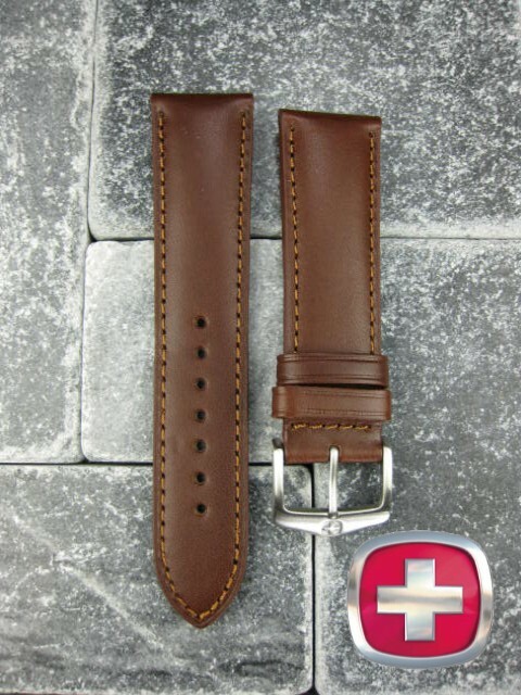 18mm VICTORINOX SWISS ARMY Dark Brown CALF LEATHER STRAP CAVALRY BAND 3 Stitch