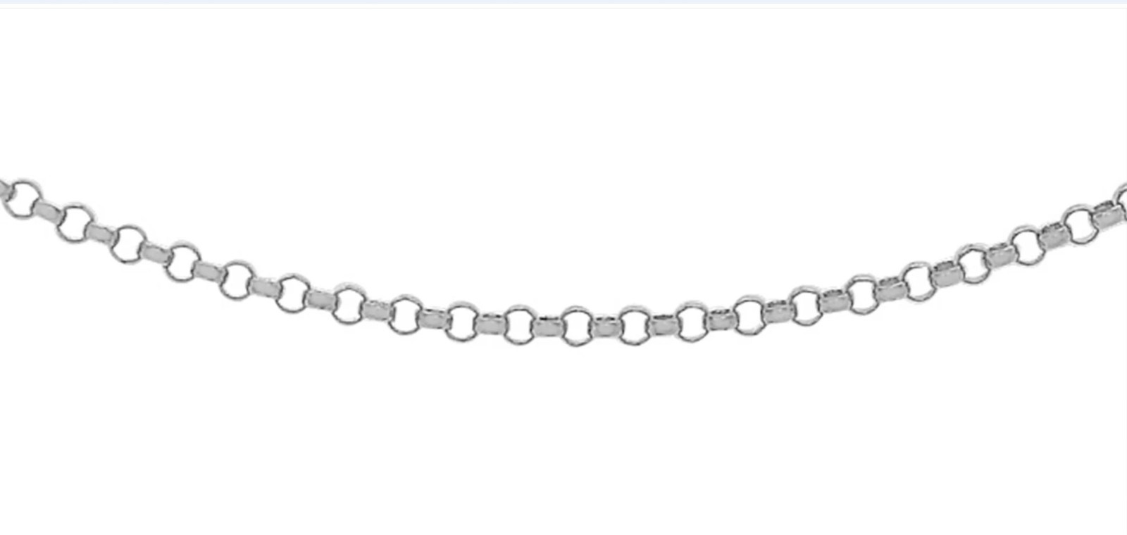 9 ct White Gold 1.2 mm Round Belcher Chain Necklace 61cm / 24″ Hallmarked