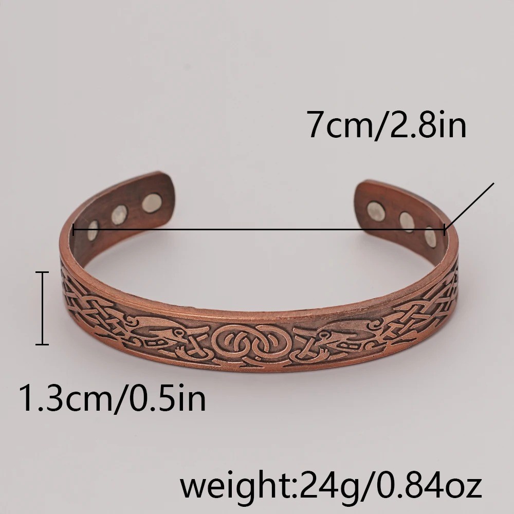 Men’s Bracelet Magnetic Therapy Arthritis Pain Relief Pure Solid Copper Bangle