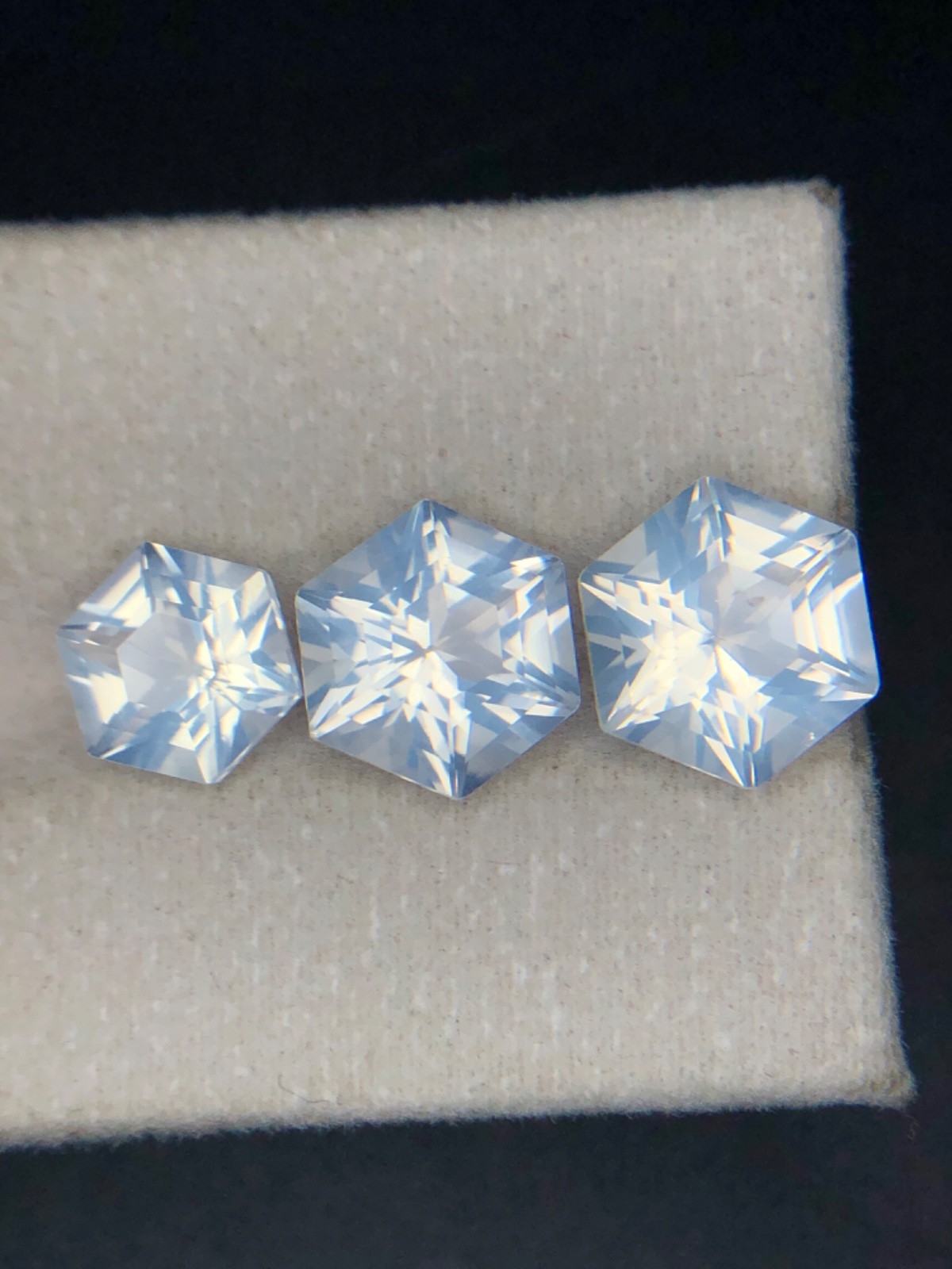 Natural Moon Quartz Lot 10.03 Ct 3 Hexagon Cut White Loose Gems Africa VSI