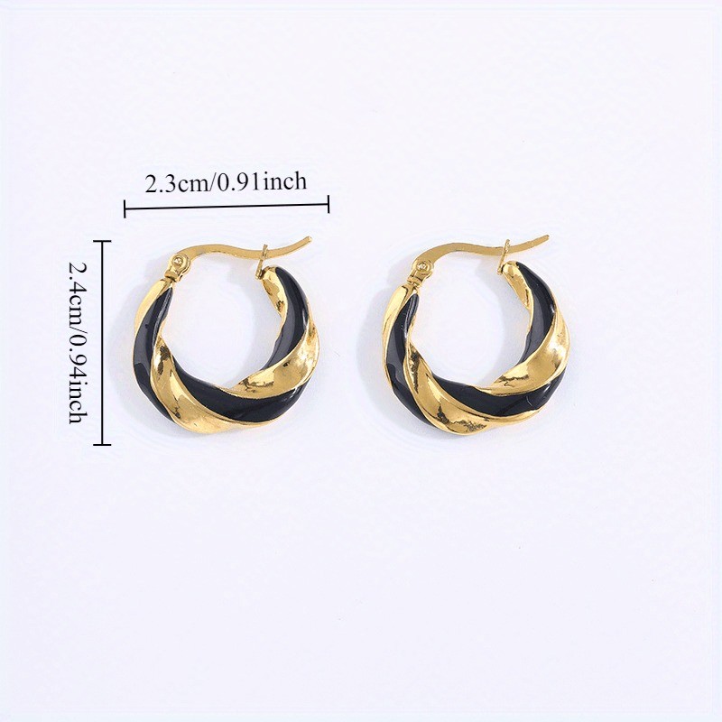 Bohemian Stainless Steel Drip Oil Earrings Women’s Irregular Twisted Ear Buckle