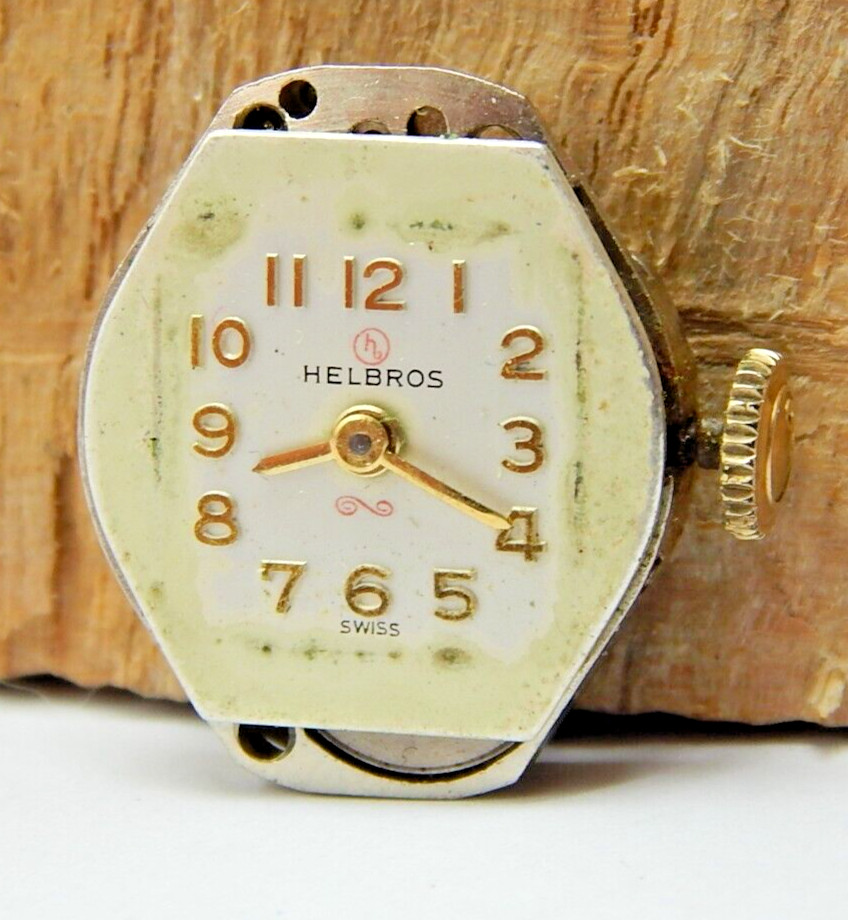 Vintage Helbros 69-21 ST 7 jewel ladies wrist watch movement with good Balance