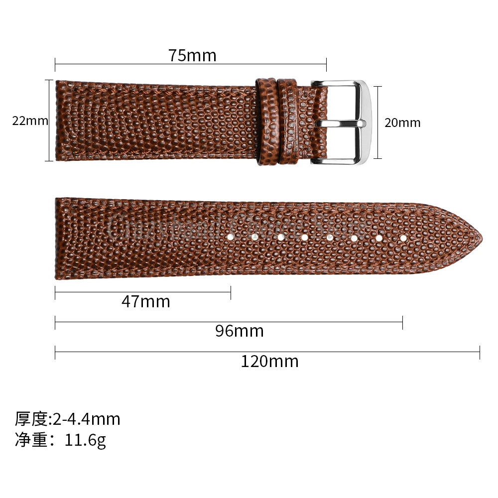 14mm-22mm Leather Watch Strap Stainless Steel Clasp Universal Bracelet For Tudor