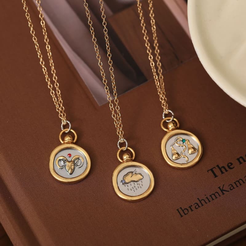 Zodiac Pendant Astrology Choker Horoscope Sign Necklace Constellation Charm Link