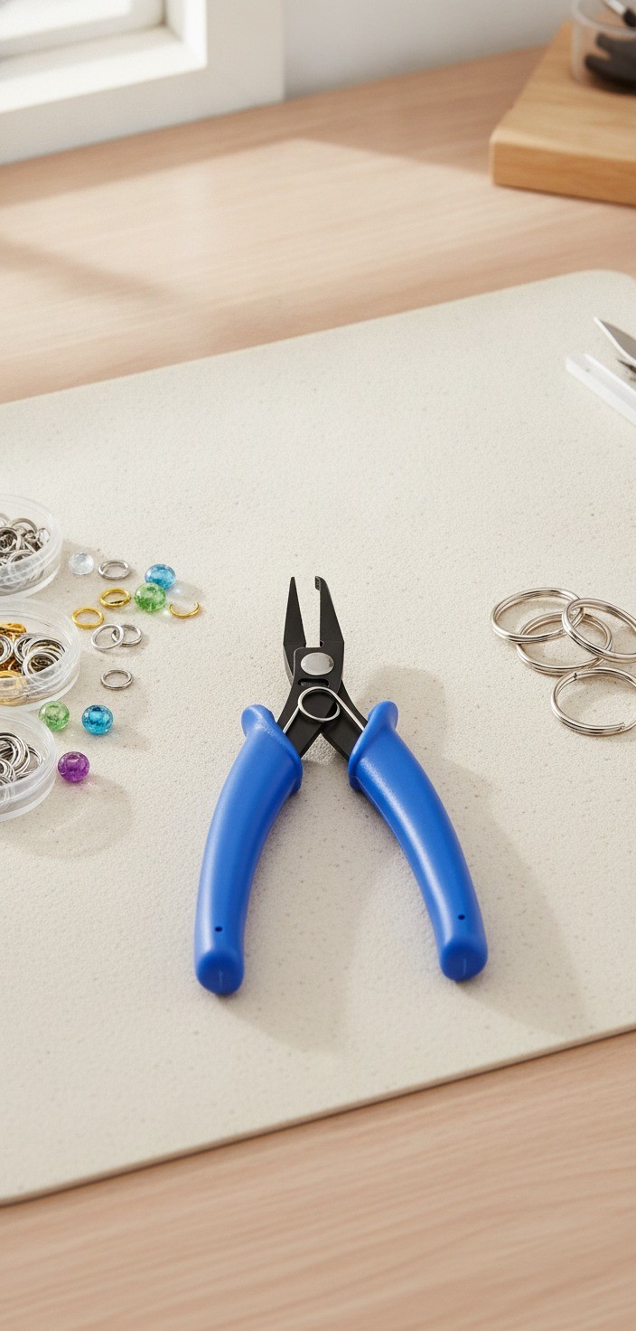 Split Ring Opener Tool, Jewelry Making Pliers, 5.5 in, Black Blue
