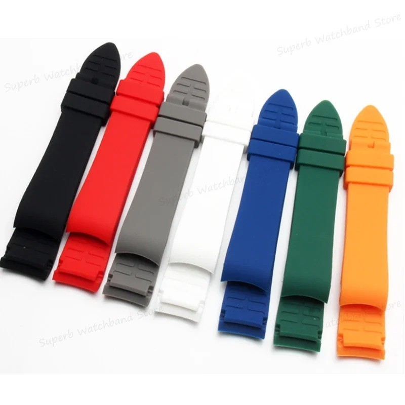 Curved End Silicone Watchband Rubber Strap Butterfly Buckle +CLASP