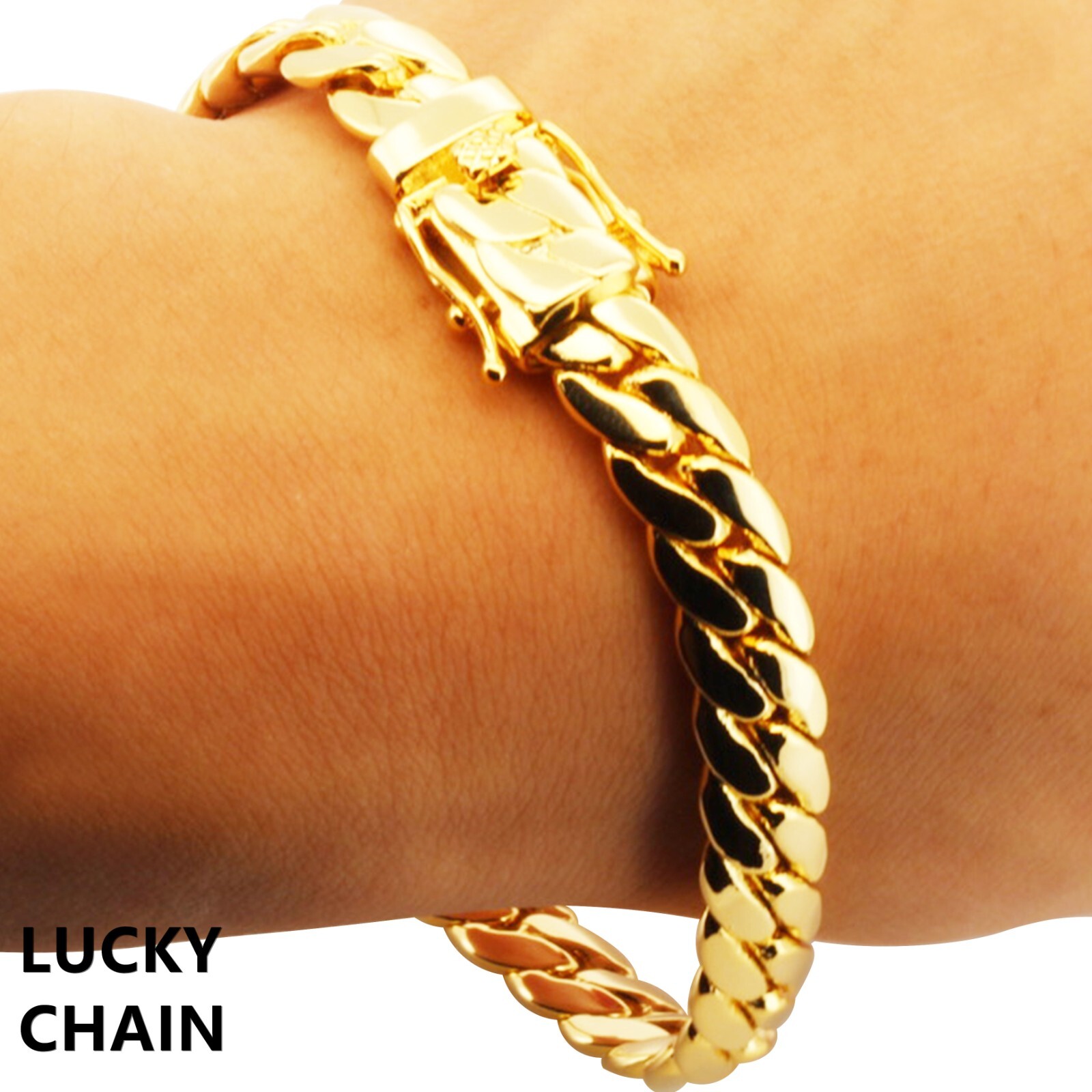 8.5”-30”14K GOLD FINISH MIAMI CUBAN LINK CHAIN OR BRACELET 9MM 32g-110g A28