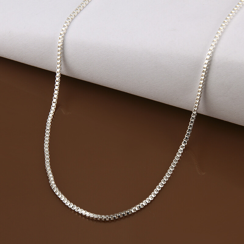 Mens Womens 925 Sterling Silver 2mm Wide Square Box Link Chain Necklace #N248