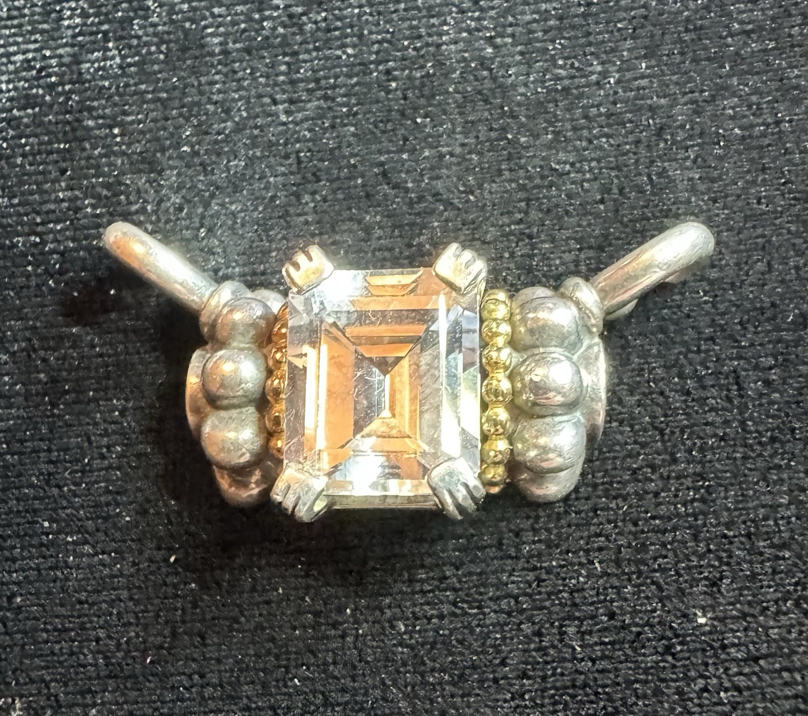 Lagos Caviar 925 Sterling 18K Gold White Topaz Enhancer Pendant 9.5 Grams