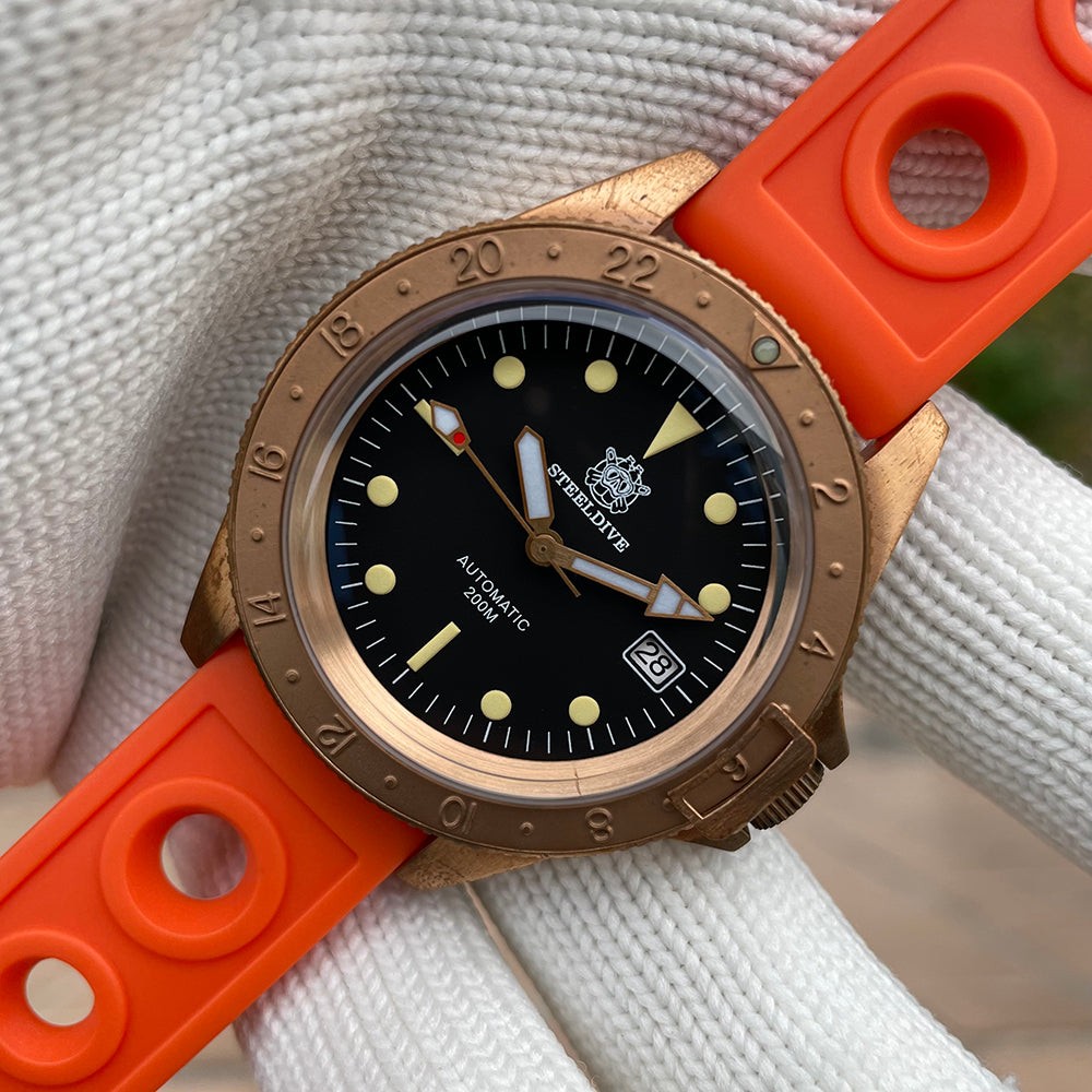 STEELDIVE SD1966S Mens Bronze 41.5mm 200M Automatic Dive Watch NH35 Sapphire
