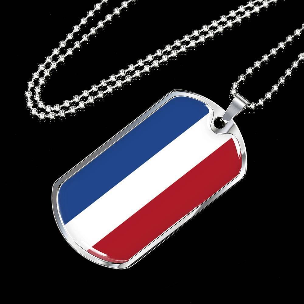 Netherlands Flag Necklace Netherlands Flag Dog Tag Necklace Stainless Steel 24″