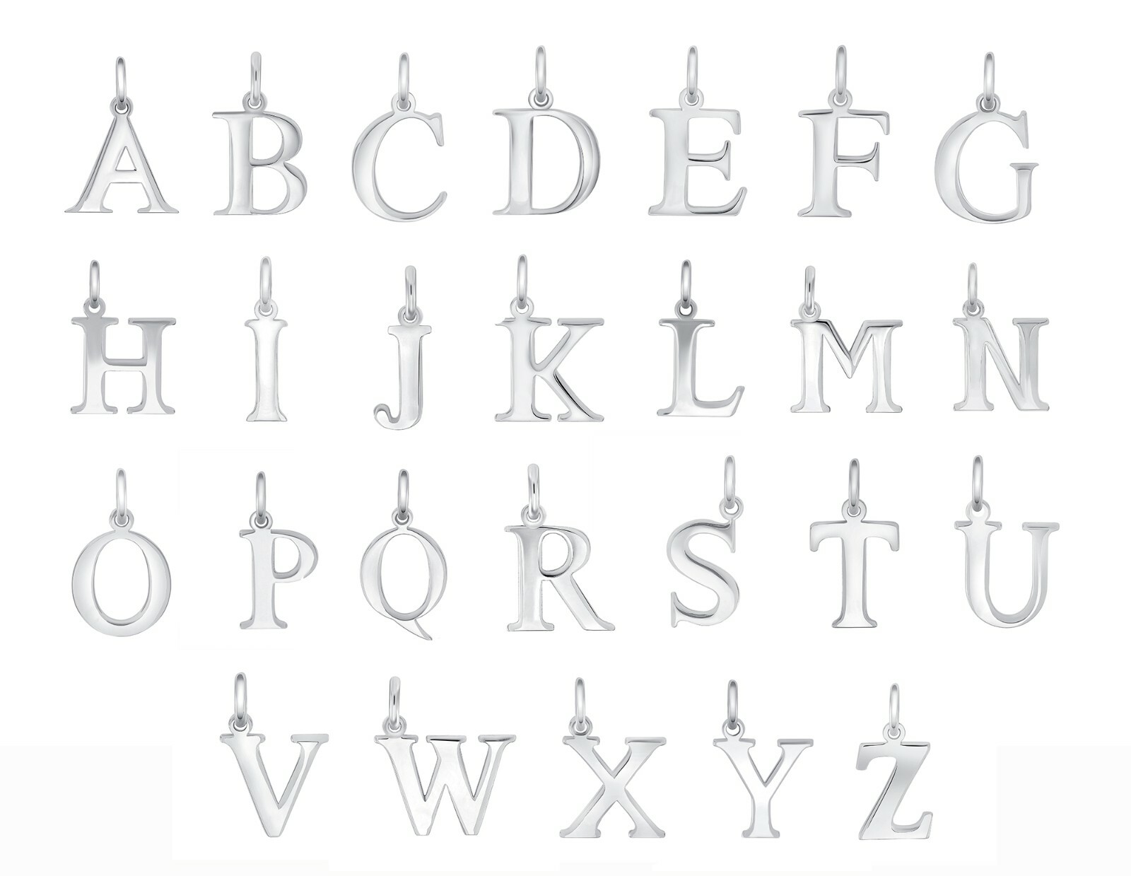 925 Sterling Silver Alphabet Letter Initials Pendant with 18″ Box Chain Necklace