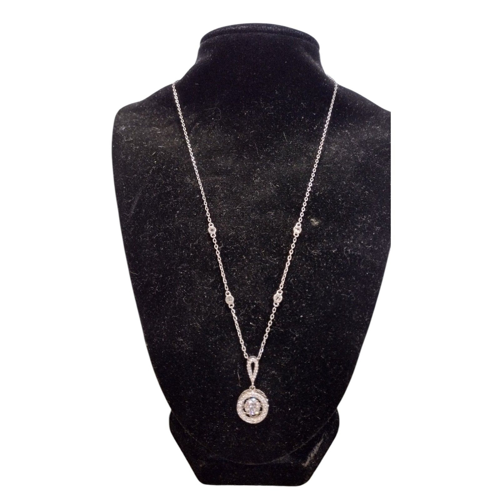 Fuzion Creations 925 Sterling Silver Dancing Crystal Pendant Gem Accent Necklace