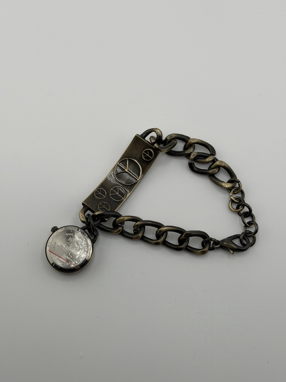 7 Decree Antique Brass-Tone Charm Watch Bracelet with new battery 1100