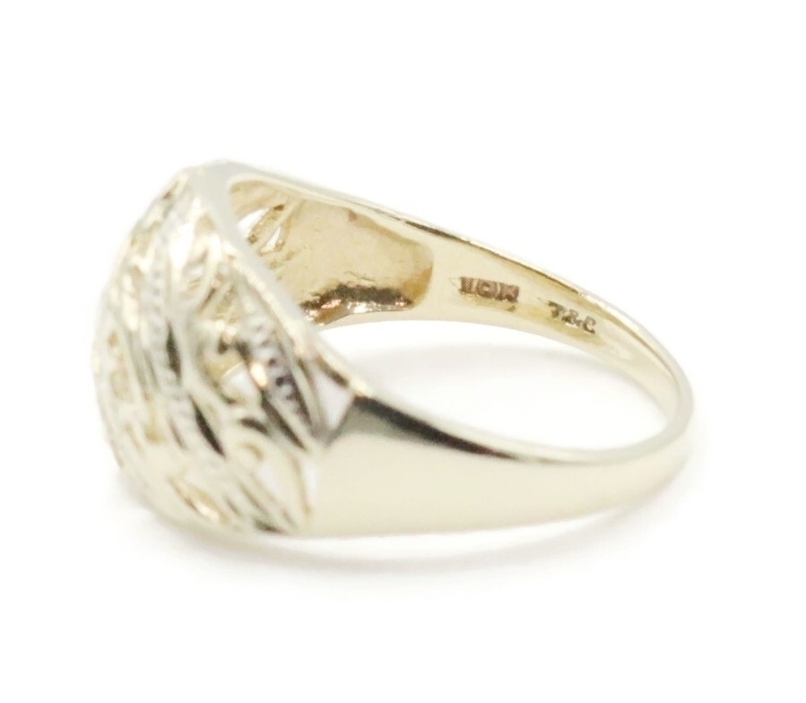 Women’s Estate 10KT Yellow Gold Filigree Cut Out 10.8mm Wide Dome Ring 2.30g