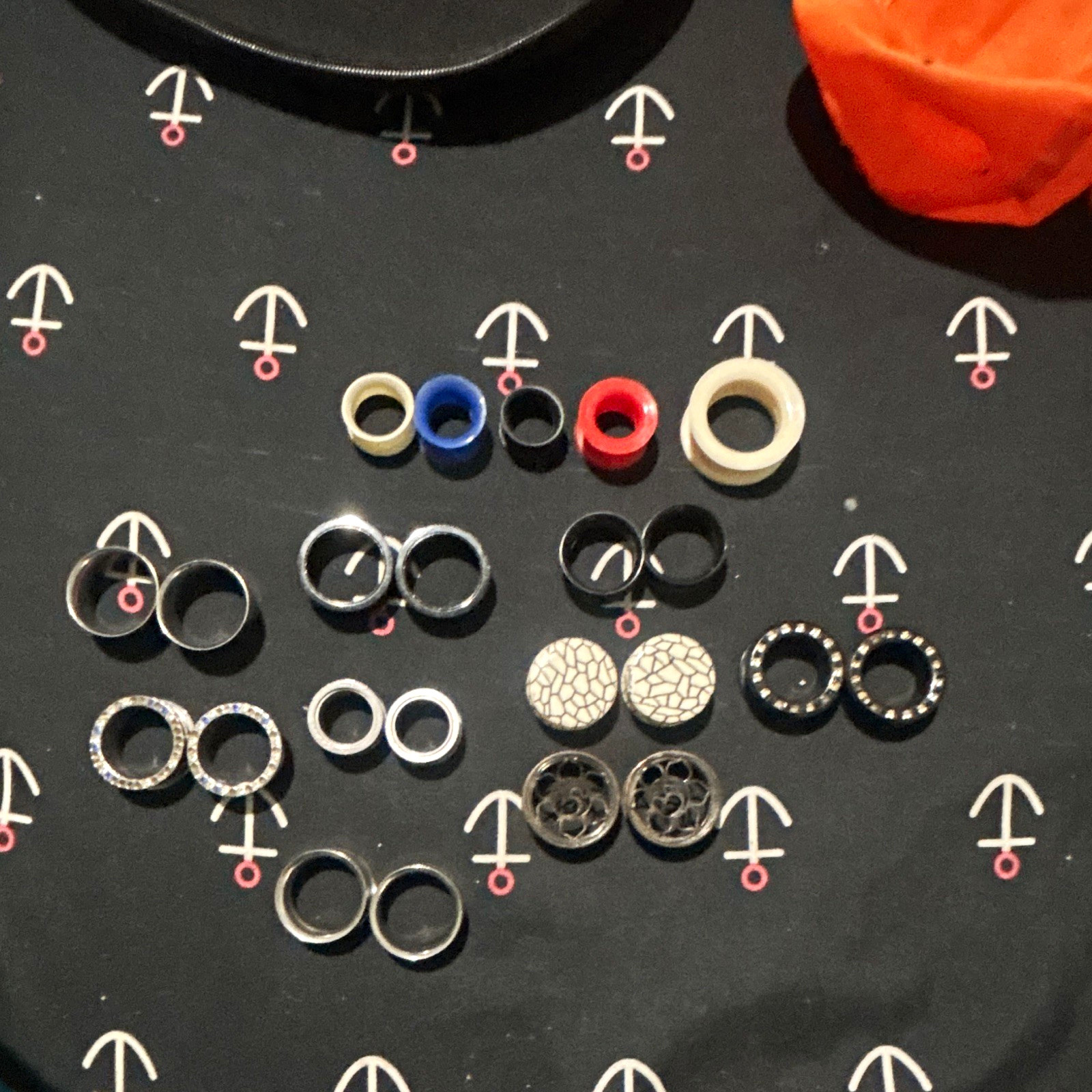 Mixed Lot Ear Plug & Tunnel Gauges Round Multicolor Acrylic Plastic Metal