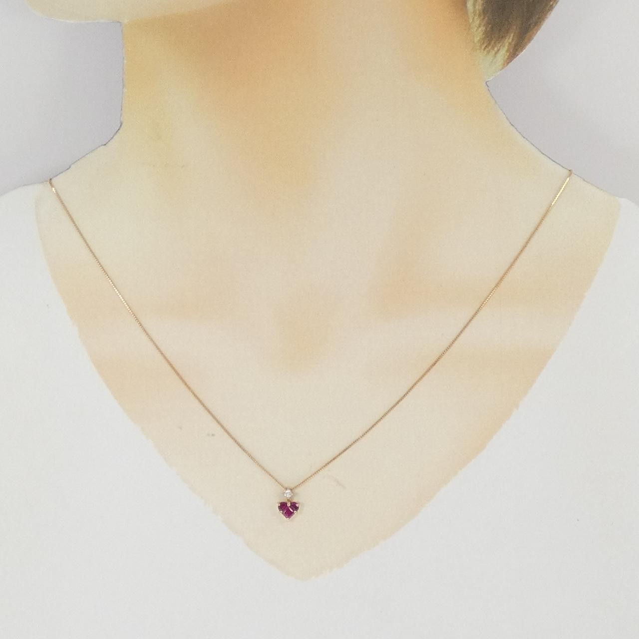 Authentic K18PG Heart Ruby Necklace #270-004-147-2849
