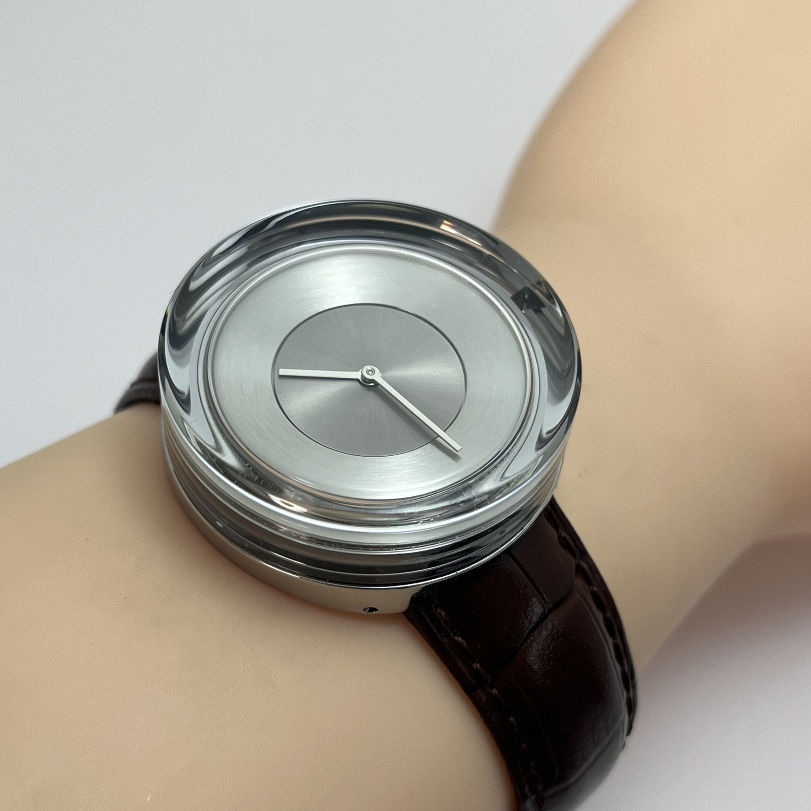 Seiko Issey Miyake Glass Watch NYAH001 TOKUJIN YOSHIOKA Qz Leather w/Box #B888
