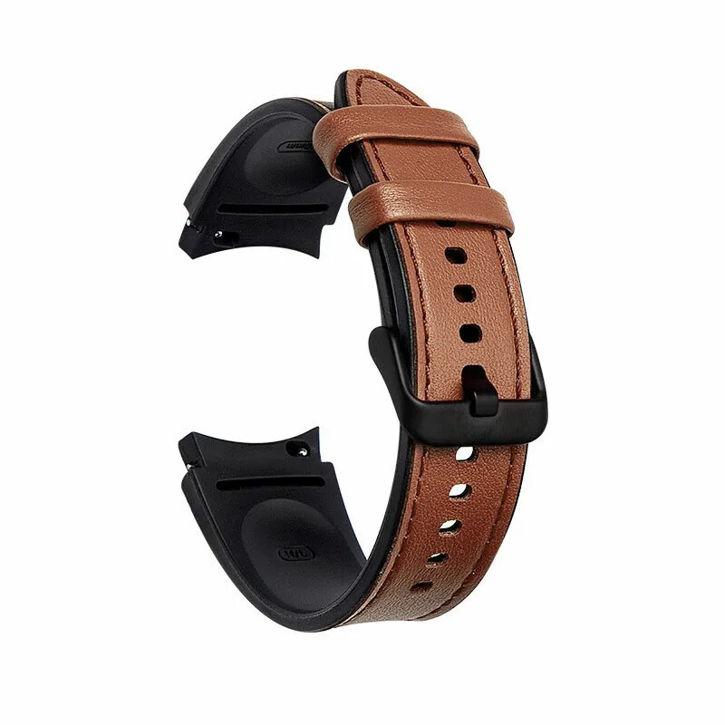 20mm Curved TPU Leather Strap for Samsung Galaxy Watch 7 6 5 4 40mm 44mm 43 47mm