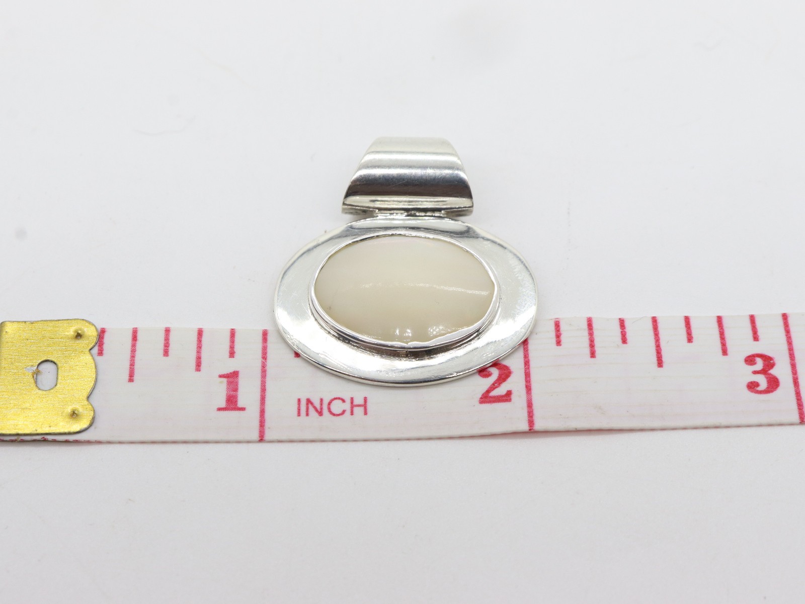 Sterling Silver Mother of Pearl MOP 1″ Pendant Slide