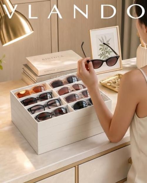Stackable Jewelry Tray, Drawer Organizer fors | Wide Sections, Bracelet Beige