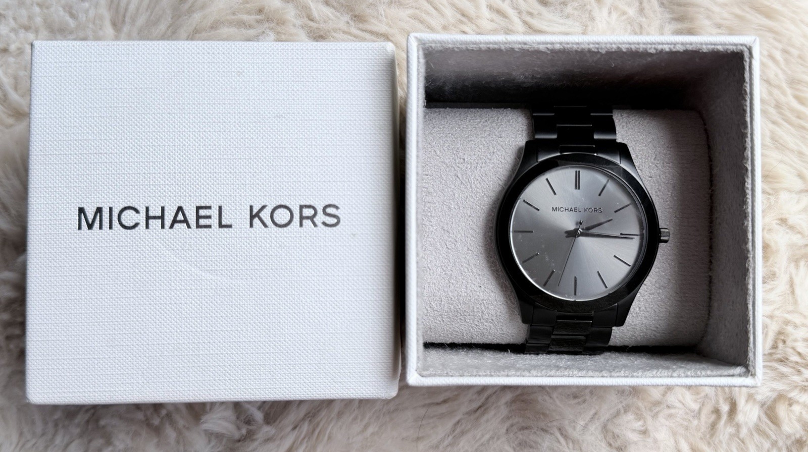 Michael Kors, Slim Runway, MK8507, Men’s, Black, Stainless Steel, Film Protected
