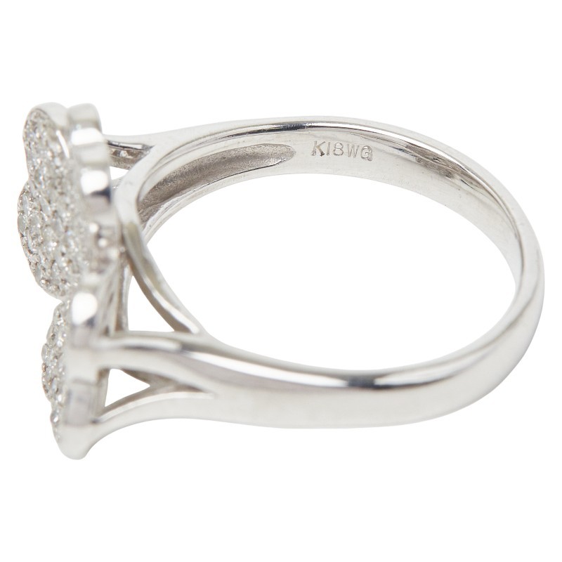 AUTHENTIC Clover motifRing ring K18WG white gold #13(JP Size) Women