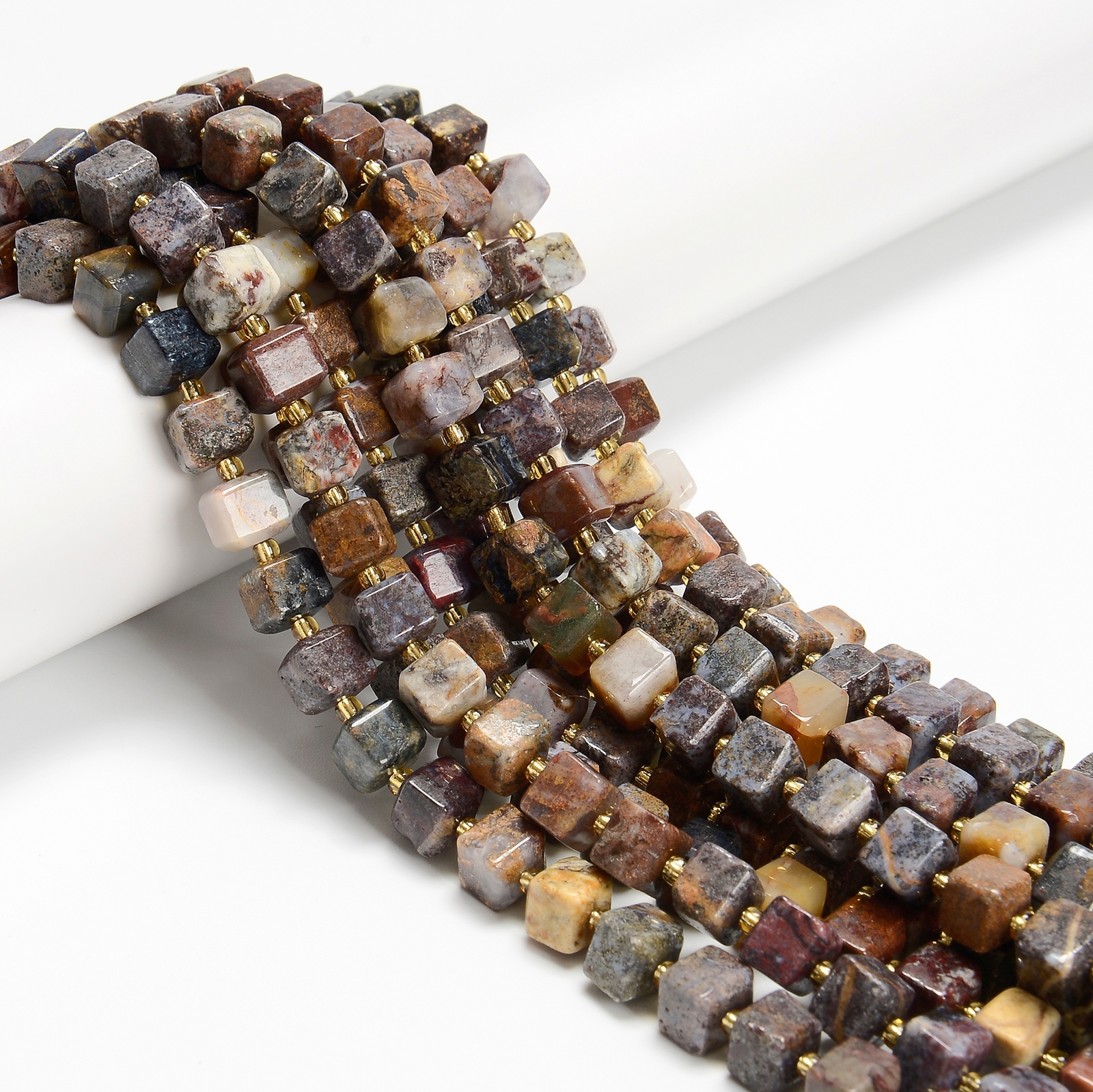 Natural Pietersite Faceted Rubik’s Cube Beads Size 8mm 15.5” Strand