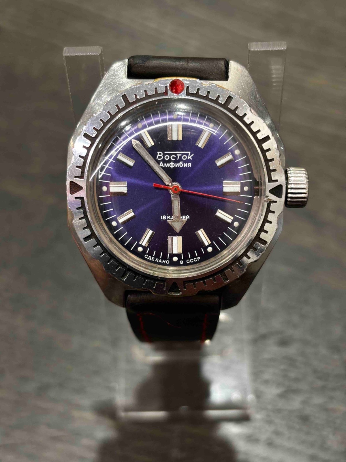 Vostok Amphibia USSR Vintage Mechanical Watch Blue Dial 18 Jewels Serviced New S