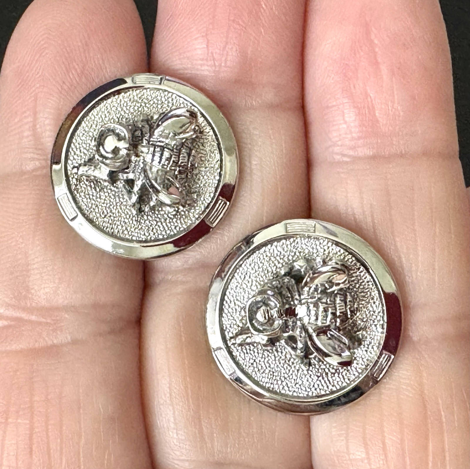 Sterling Stamped, Kinney Signed, Vintage, 17,0 grams, Unisex Beetle Cufflinks Se