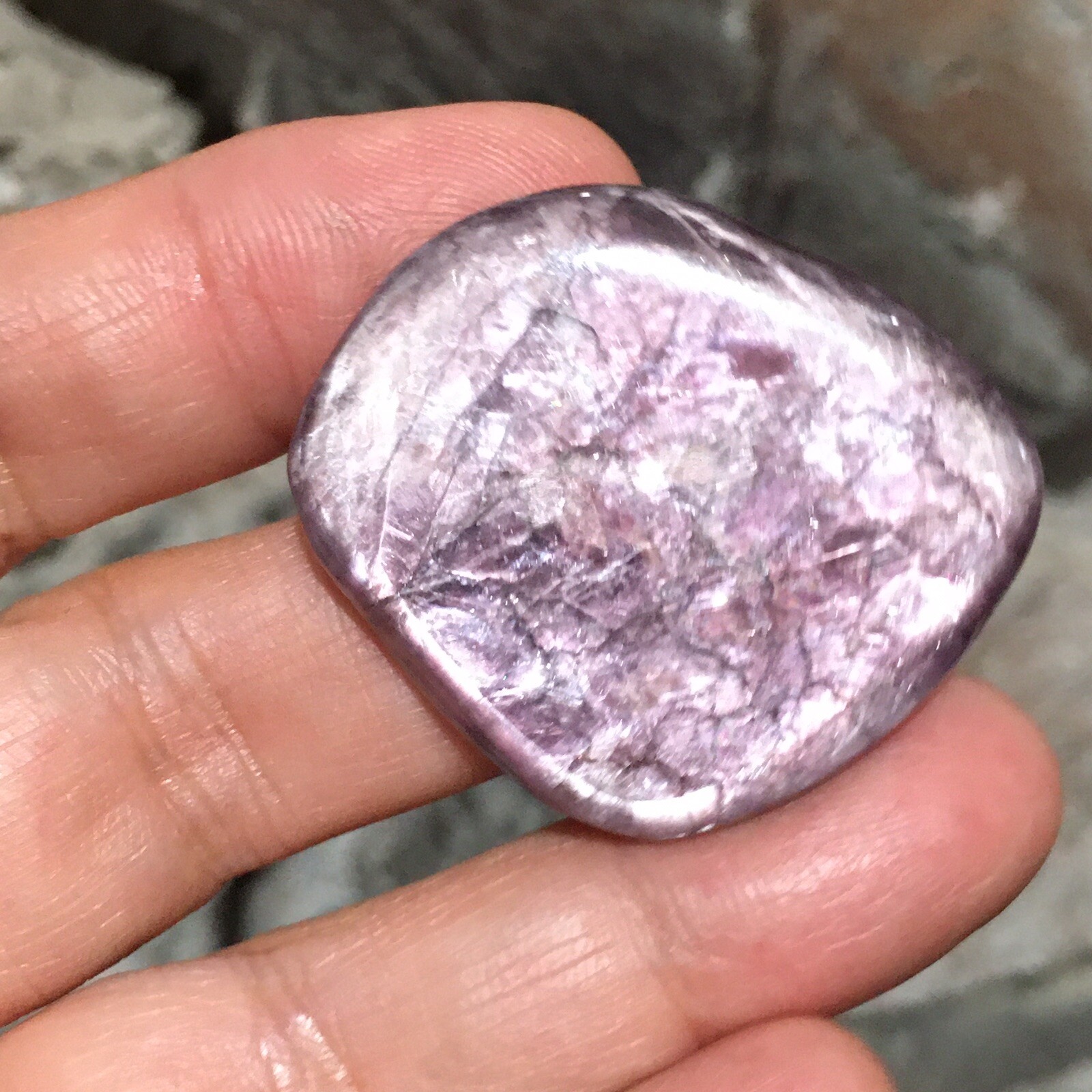 35×32.5×5.7mm Dark Purple Lepidolite Cabochon Loose Stone