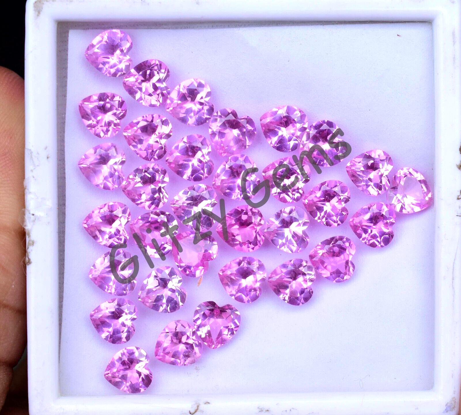 22 Pcs Natural Mogok Pink Ruby Heart 6.90 MM Certified Flawless Loose Gemstone