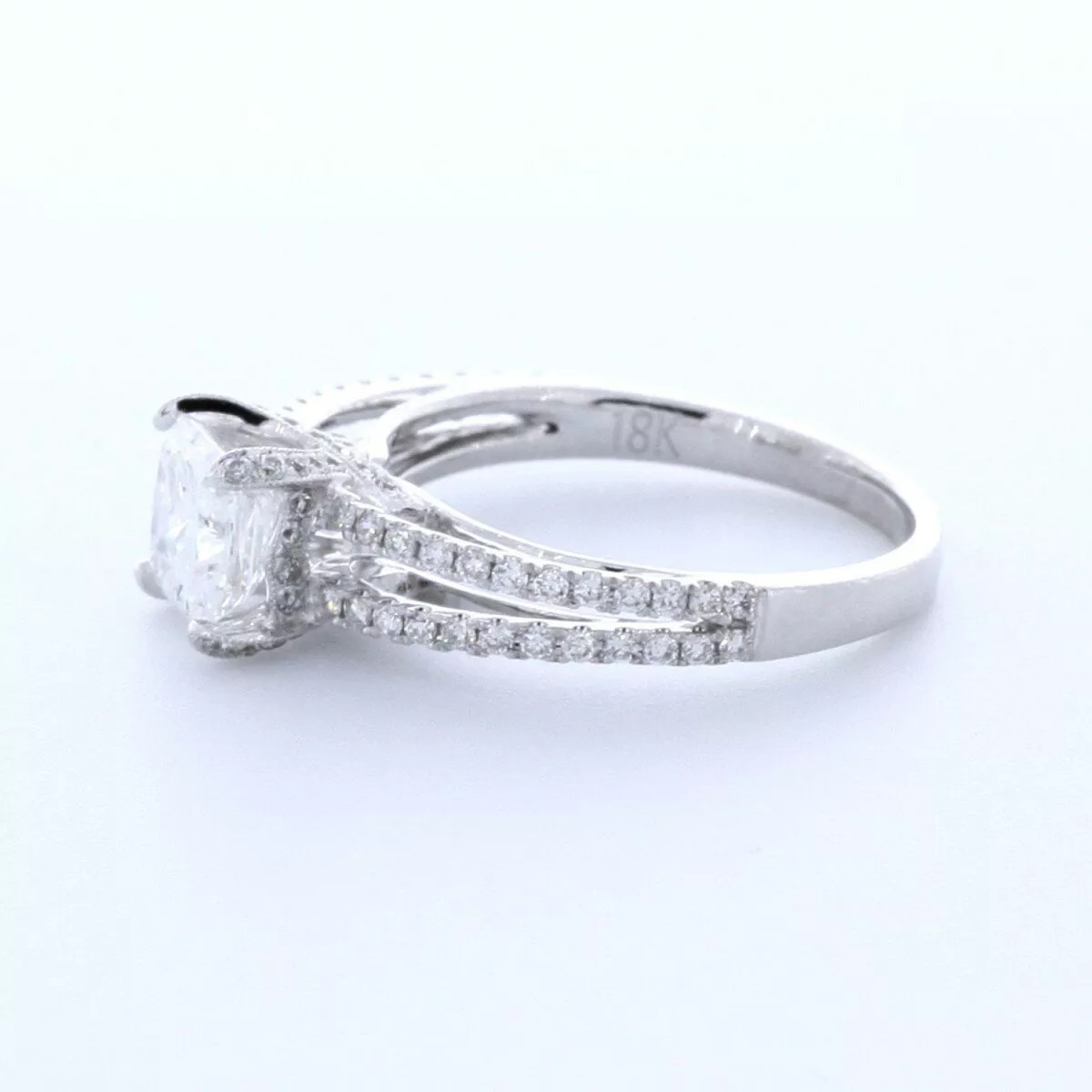 Engagement Ring 18K White Gold Trellis 1.75 Carat Radiant Natural Diamond D VS2
