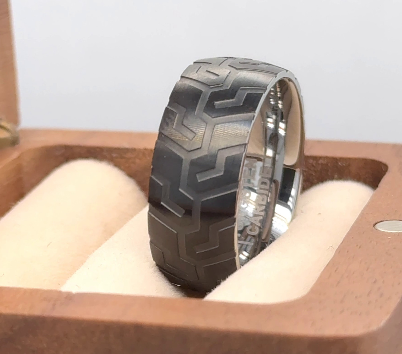 Motorcycle Tire Ring Christmas Engagement Ring Tire Tread Tungsten Wedding Band