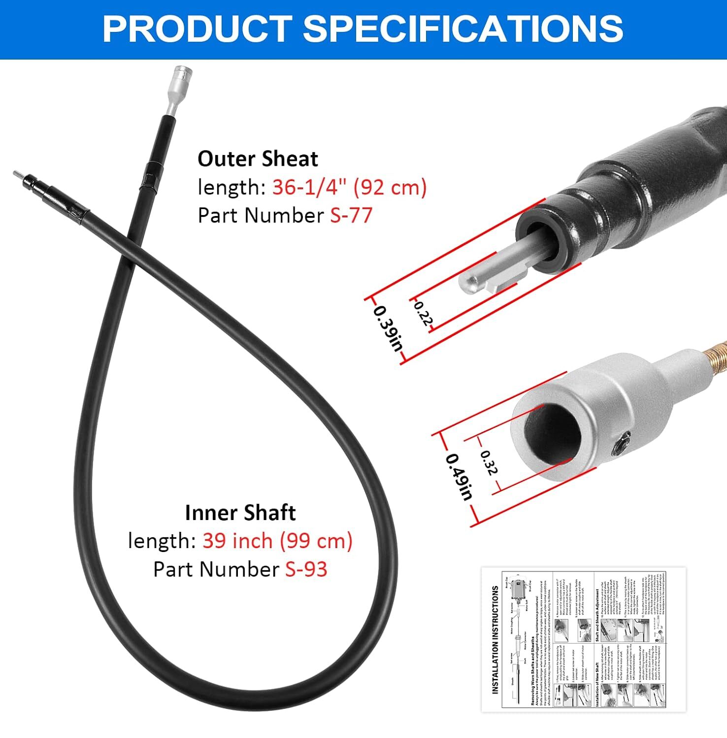 For Foredom Flexshaft Inner Shaft + Outer Sheath Set for CC LR S SR TX Series