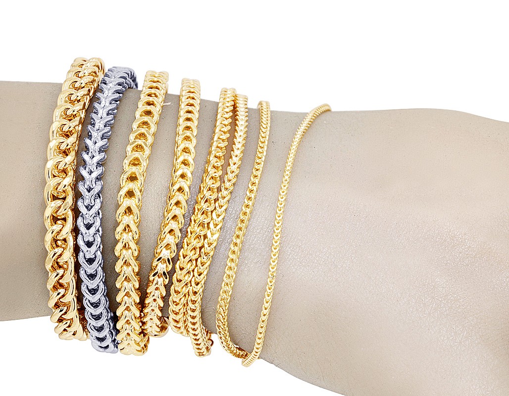Hollow Franco Chain Bracelet 5MM 10K Gold 7″-9″