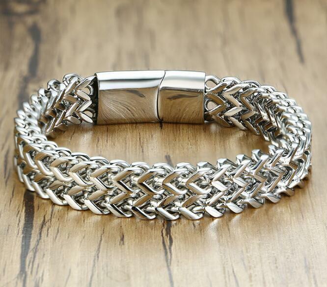 GNAYY Pure Stainless steel Mens Double Link Chain bracelet Bangle 12.5mm 8.66”