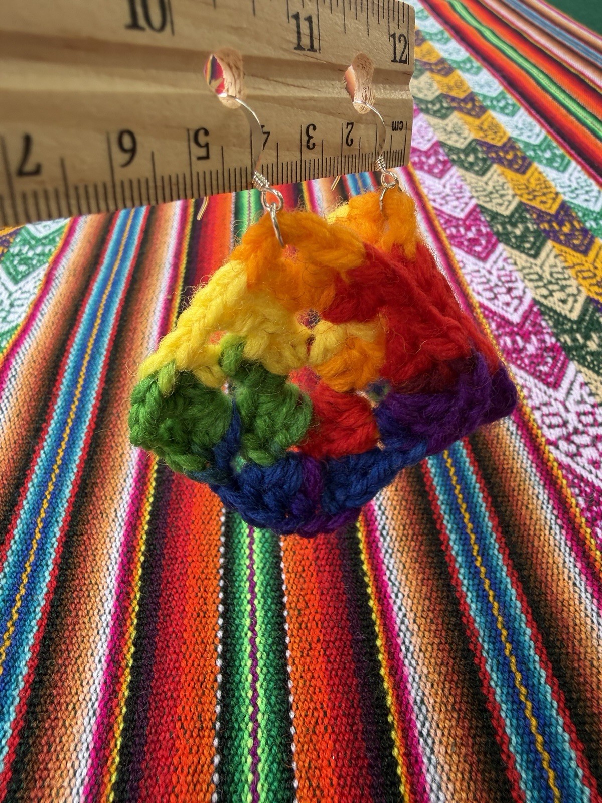 Vintage Crochet Mini Granny Squares Repurposed Earrings