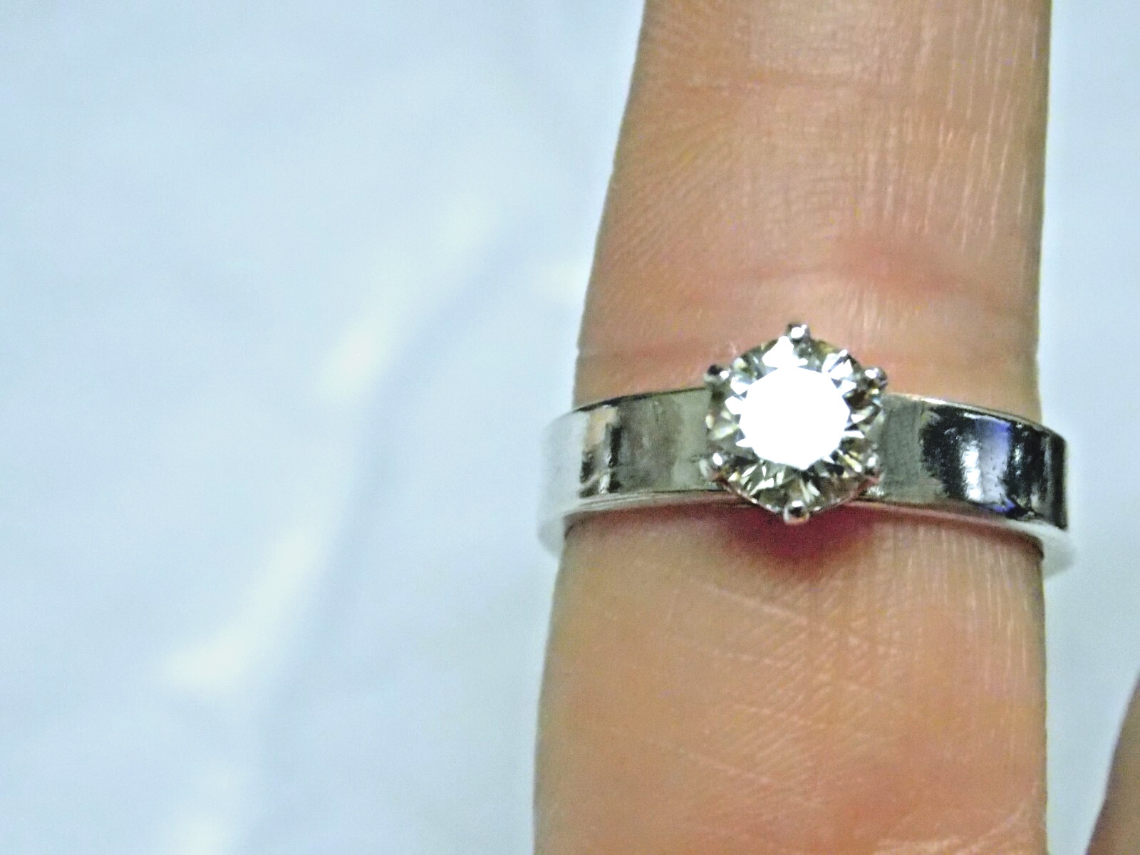 White Zirconia – Size 6.5 Ring – 925 Sterling Silver USA Made – 4.5mm Wide Band