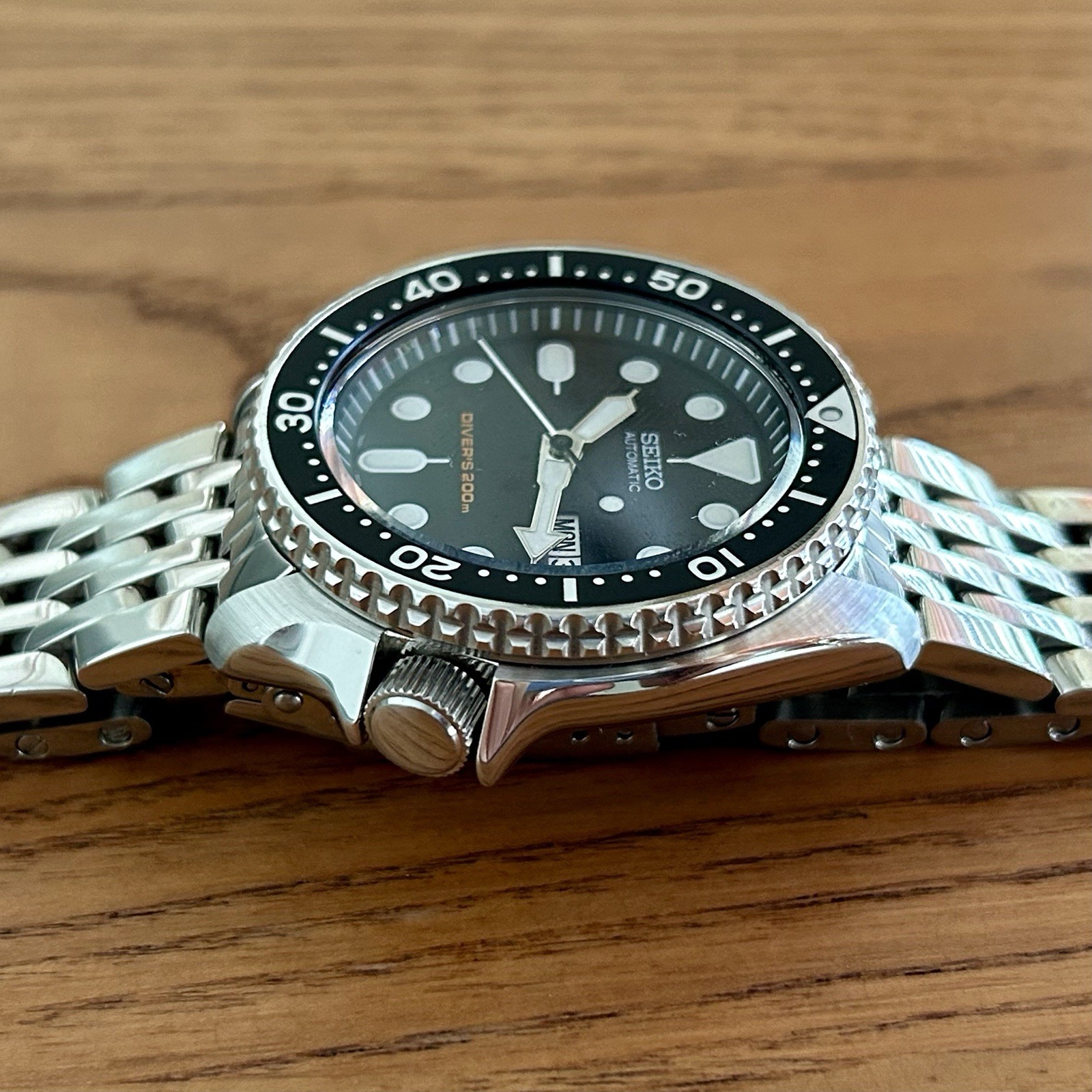 Seiko Diver SKX007 7S26-0020 w/ Steel Beads Of Rice Bracelet + PROOF OF SERVICE