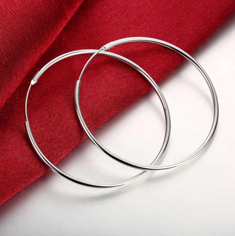 Women’s 925 Sterling Silver 60mm Large Round Endless Hoop Earrings