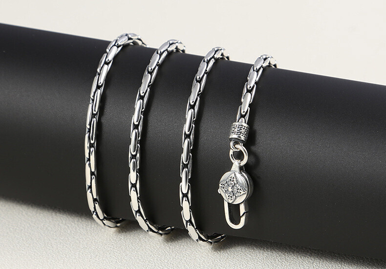 Real 925 Sterling Silver Necklace Men Women 3mm Long Box Snake Link Chain