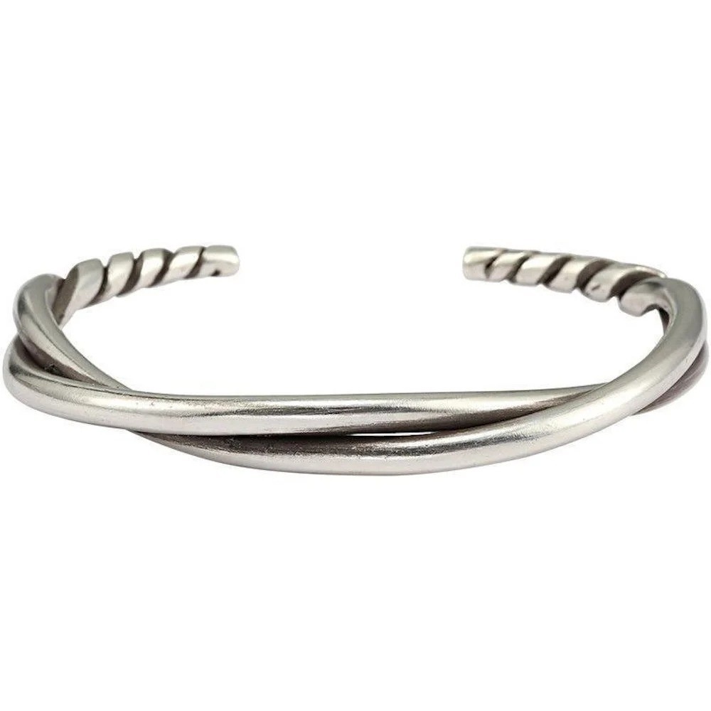 Men’s Fashion Jewelry Silver Twisted Metal Adjustable Bangle Cuff Bracelet 1-269