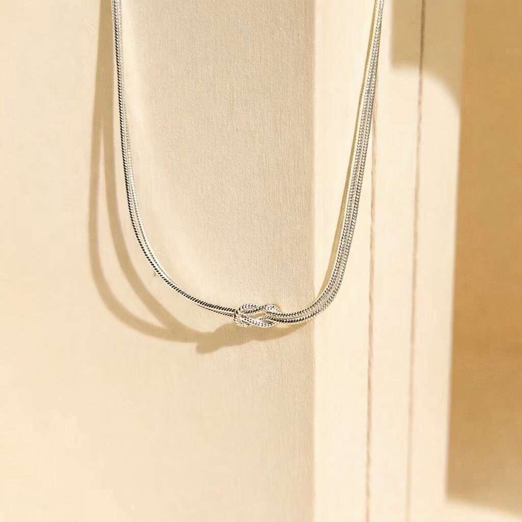 925 Silver Love Knot Bracelet Double Layer Snake Chain Bracelet 041
