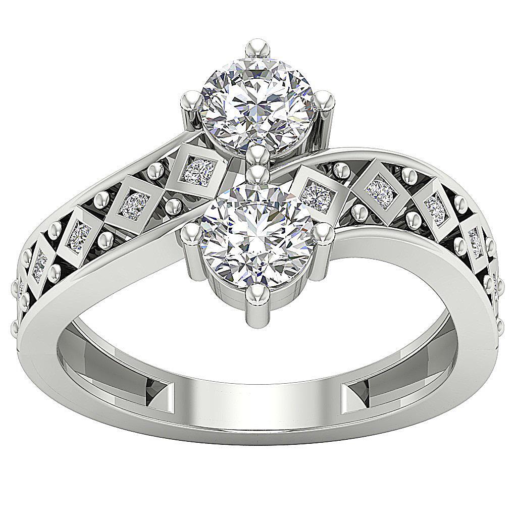 Designer Forever Us Two Stone Ring Round Diamond I1 G 1.15 Ct 14k Solid Gold