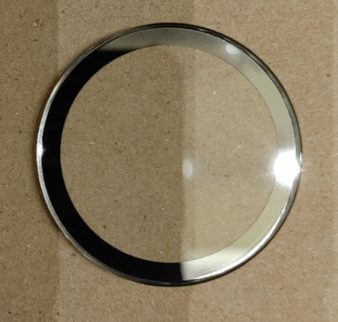 Movado Bold crystal replacement 38.0 mm x 1.3 mm CHROME (silver) border 4.0 wide