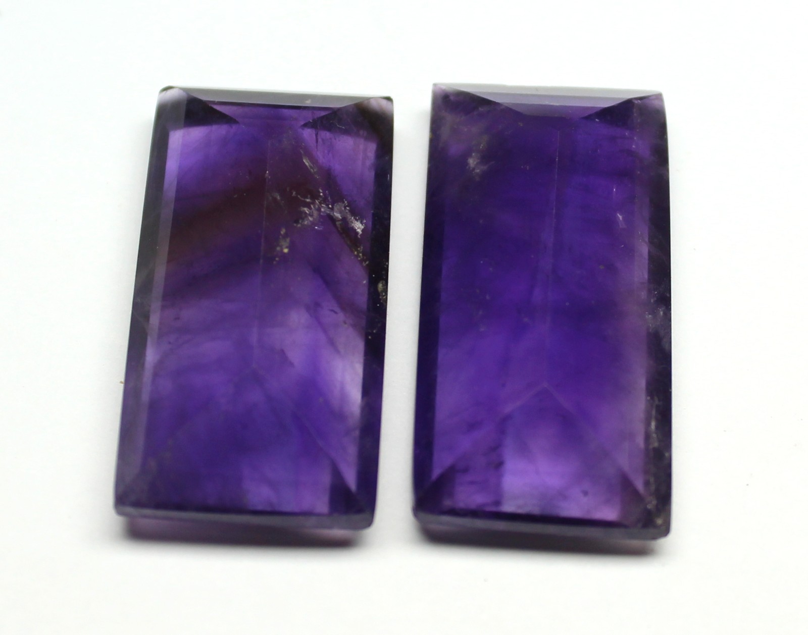 Natural Amethyst Faceted Baguette Gemstone, 30×15 mm Large Pair Loose Stone