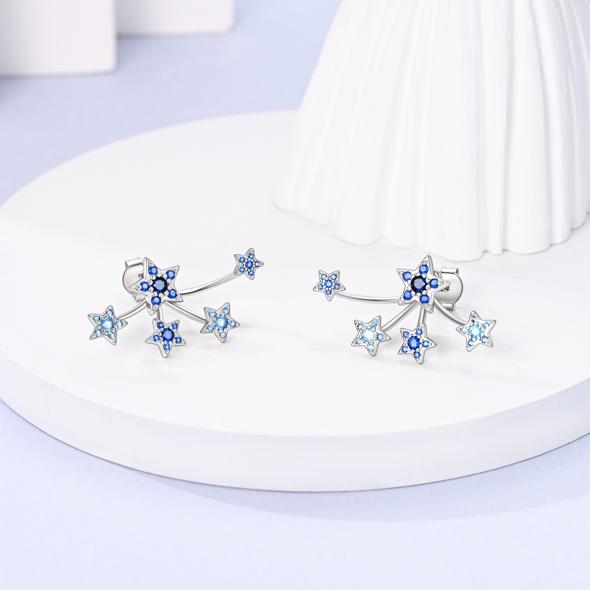 LAZA European Women Blue AAA CZ Stars 925 Sterling Silver Stud Earrings Jewelry